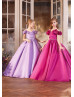 Cold Shoulder 3D Flowers Satin Flower Girl Dress